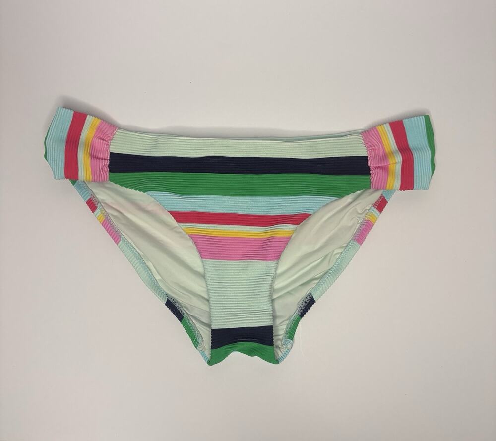 Trina Turk Deco Stripe Shirred Side Hipster Bikini Bottom Sz 8